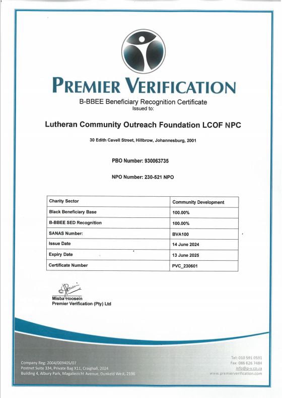 B-BBEE Beneficiary Recognition Certificate